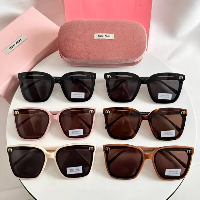 Miu Miu Black Gold Oversized Square Frame Acetate Sunglasses 9
