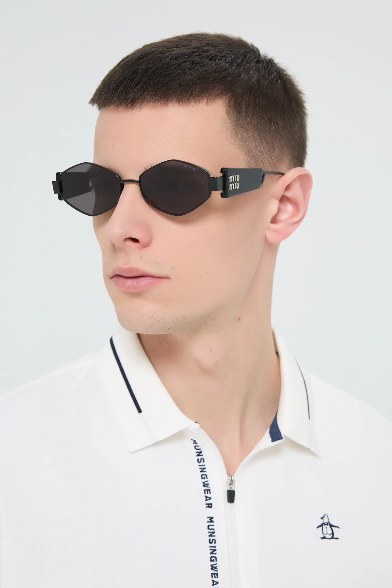 Miu Miu Geometric Octagonal Gold Frame Black Sunglasses 5