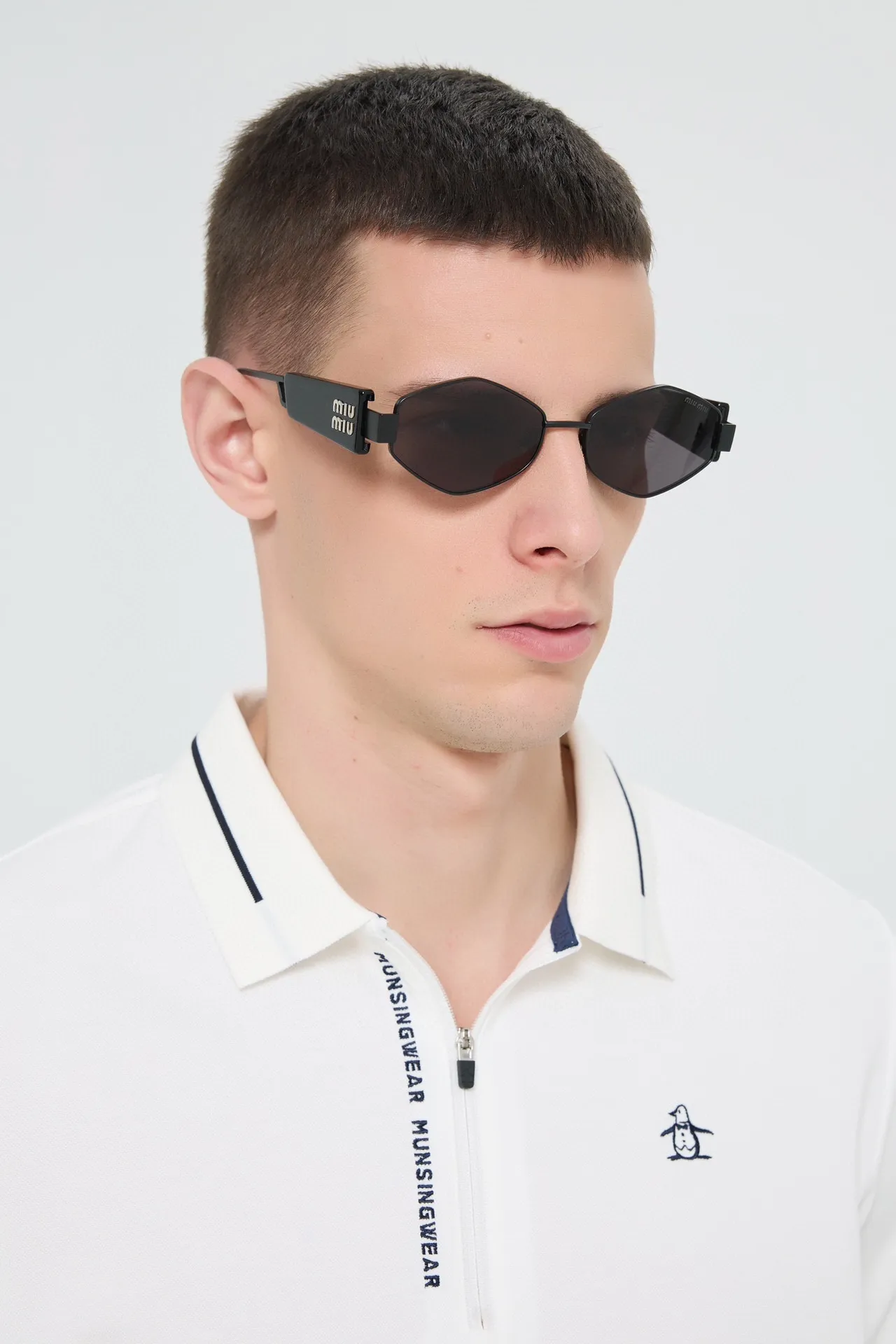 Miu Miu Geometric Octagonal Gold Frame Black Sunglasses 6