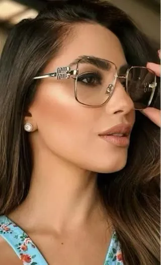 Miu Miu Gold Brown Rectangular Metal Frame Double-M Hinge Detail Optical Glasses 3