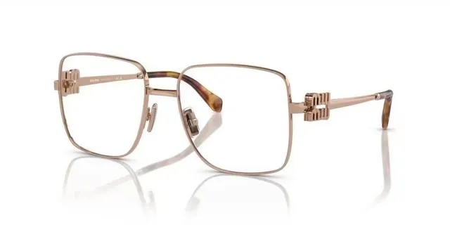 Miu Miu Gold Brown Rectangular Metal Frame Double-M Hinge Detail Optical Glasses 8