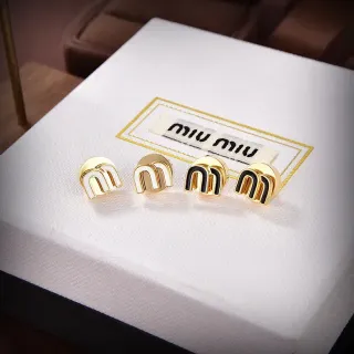 Miu Miu M Logo Enamel Stud Earrings