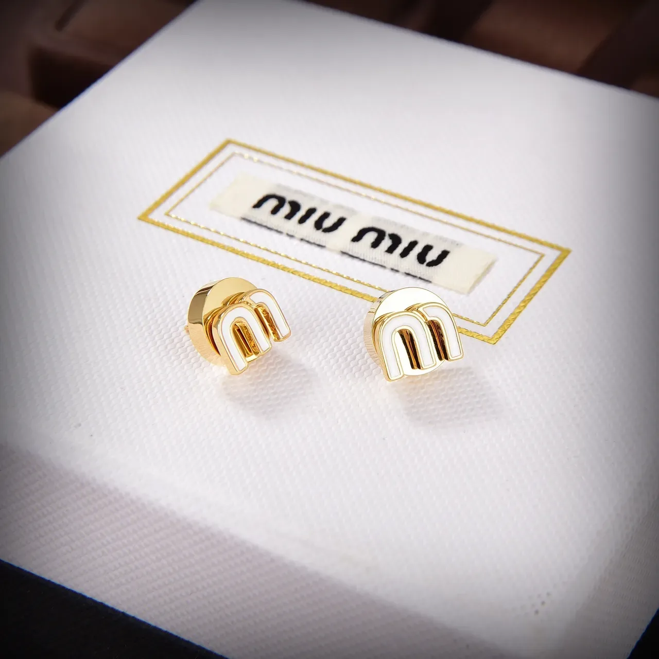 Miu Miu M Logo Enamel Stud Earrings 2