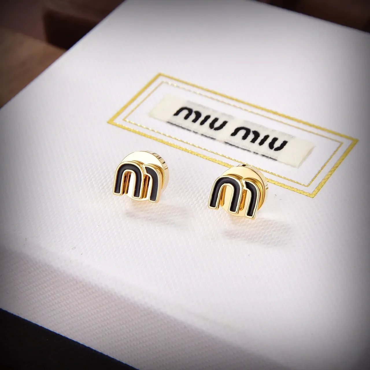 Miu Miu M Logo Enamel Stud Earrings 3