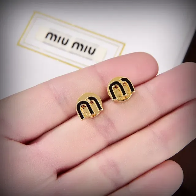 Miu Miu M Logo Enamel Stud Earrings 4