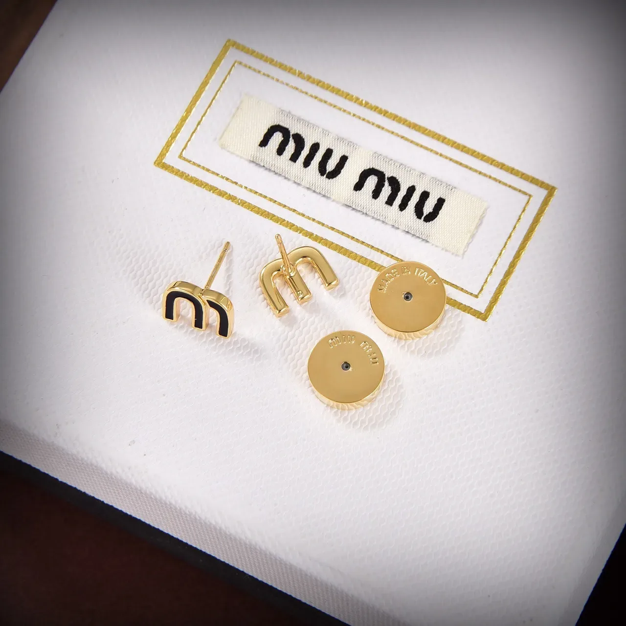 Miu Miu M Logo Enamel Stud Earrings 5