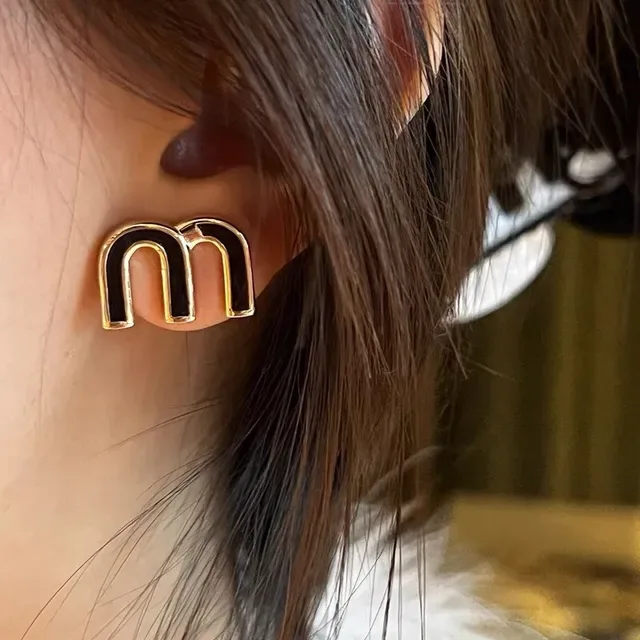 Miu Miu M Logo Enamel Stud Earrings 9
