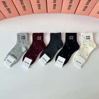 Miu Miu Polka Dot Logo Ankle Socks