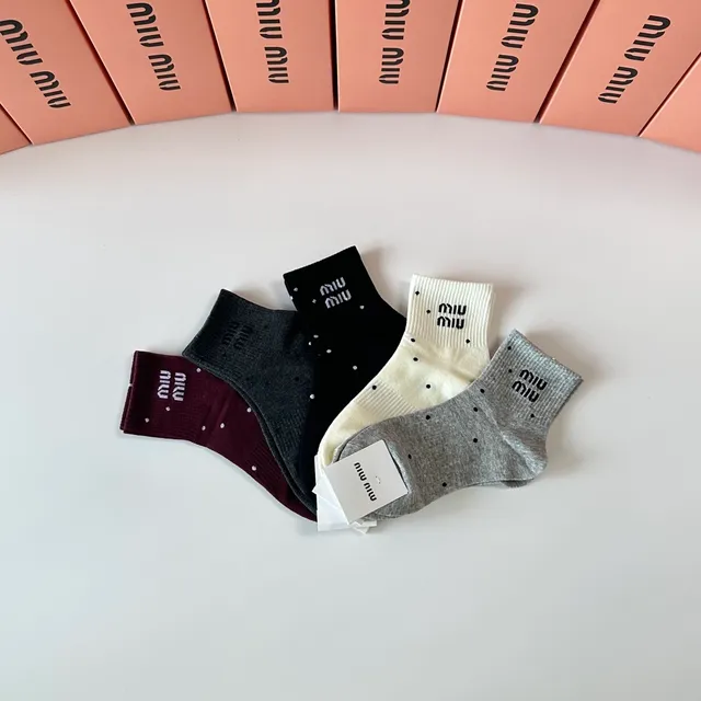 Miu Miu Polka Dot Logo Ankle Socks 6