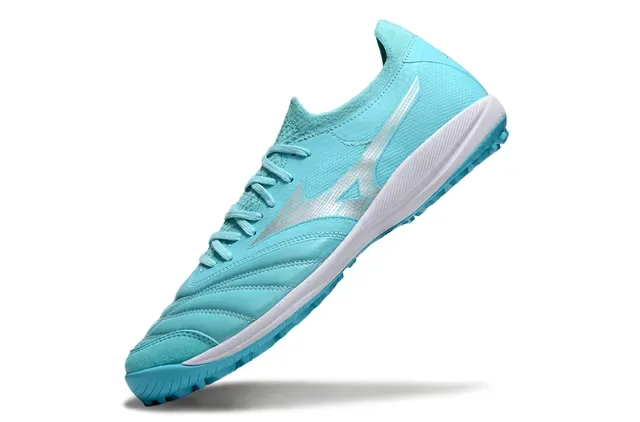 Mizuno Blue White Low-Cut Synthetic Upper Turf Soccer Shoes 3