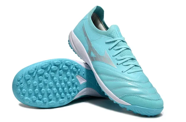 Mizuno Blue White Low-Cut Synthetic Upper Turf Soccer Shoes 4