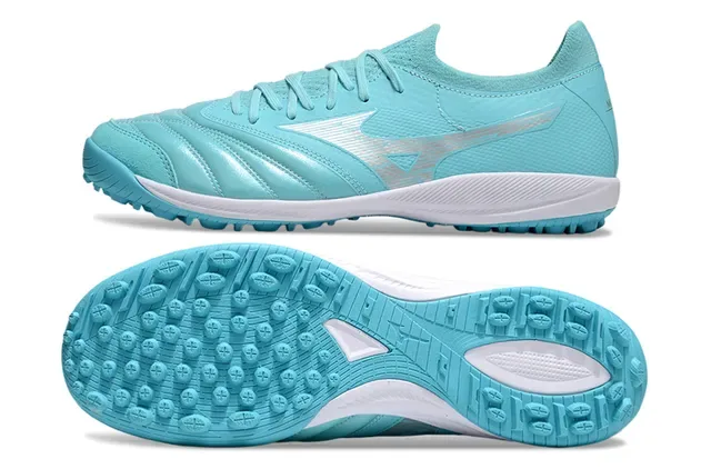 Mizuno Blue White Low-Cut Synthetic Upper Turf Soccer Shoes 6