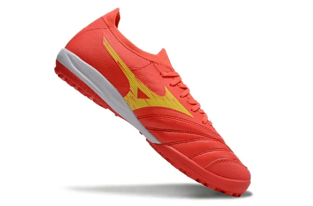 Mizuno Red Yellow Low-Cut Synthetic Leather Upper Turf Soccer Shoes 2