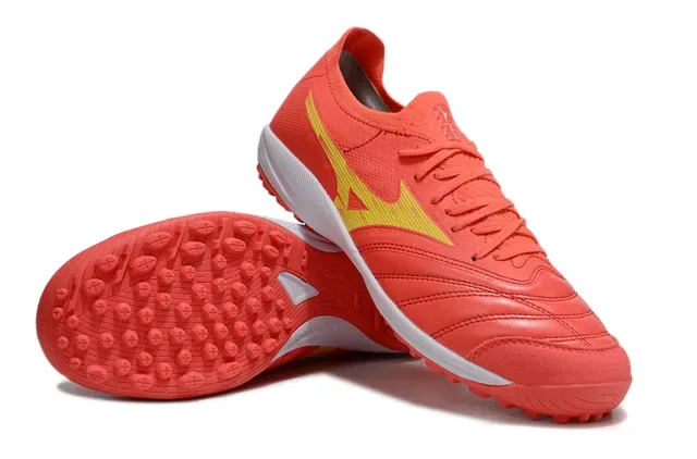 Mizuno Red Yellow Low-Cut Synthetic Leather Upper Turf Soccer Shoes 4