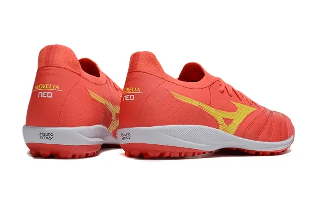 Mizuno Red Yellow Low-Cut Synthetic Leather Upper Turf Soccer Shoes 5