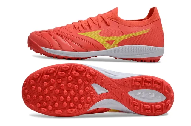 Mizuno Red Yellow Low-Cut Synthetic Leather Upper Turf Soccer Shoes 6