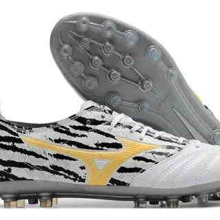 Mizuno White Black Low-Cut Lace-Up Quilted Toe Box Firm-Ground Soccer Shoes