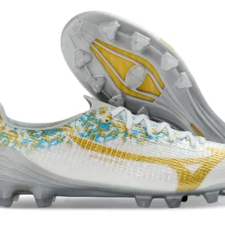Mizuno White Gold Low-Cut Lace-Up Textured Knit Upper Firm-Ground Soccer Shoes
