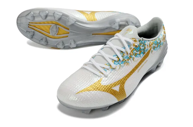 Mizuno White Gold Low-Cut Lace-Up Textured Knit Upper Firm-Ground Soccer Shoes 2