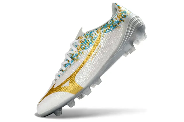 Mizuno White Gold Low-Cut Lace-Up Textured Knit Upper Firm-Ground Soccer Shoes 7
