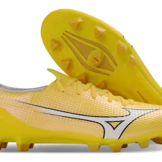 Mizuno Yellow White Textured Knit Upper Molded Conical Studs Firm-Ground Soccer Shoes