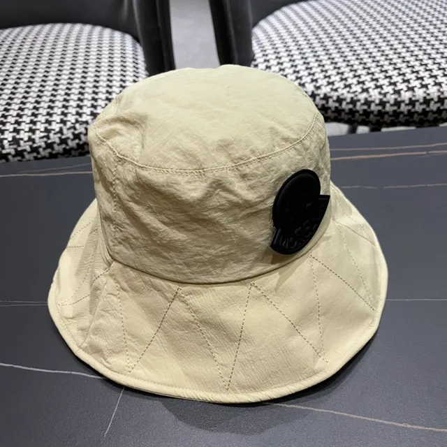 Moncler Beige Black Wide-Brimmed Soft-Crown Bucket Hat 5