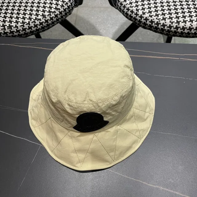 Moncler Beige Black Wide-Brimmed Soft-Crown Bucket Hat 6