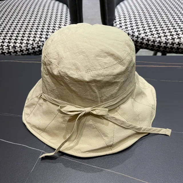 Moncler Beige Black Wide-Brimmed Soft-Crown Bucket Hat 7
