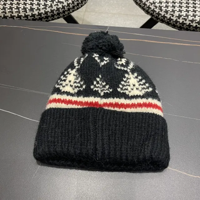 Écharpe Moncler Noire Rouge Tricot Côtelé Inspiré en Fair Isle Panneau Latéral Cachemire 5