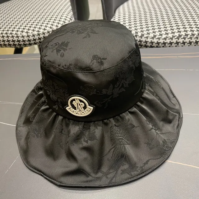 Moncler Black Wide-Brimmed Soft Nylon Bucket Hat 2