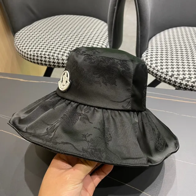 Moncler Black Wide-Brimmed Soft Nylon Bucket Hat 8