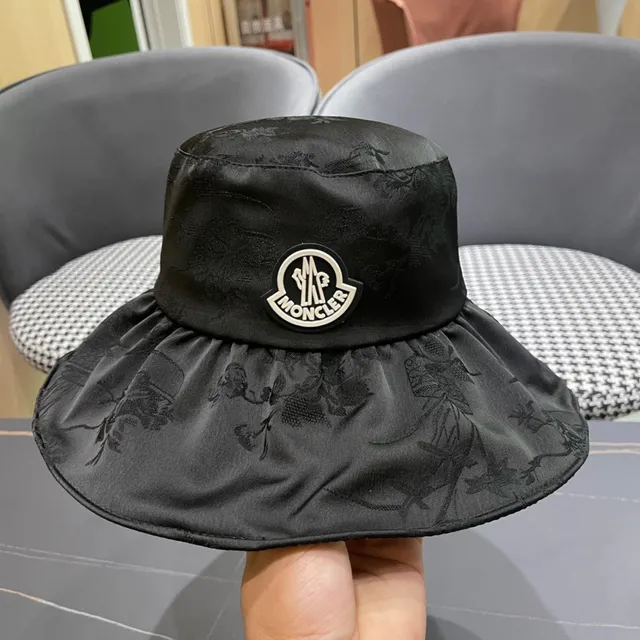 Moncler Black Wide-Brimmed Soft Nylon Bucket Hat 10