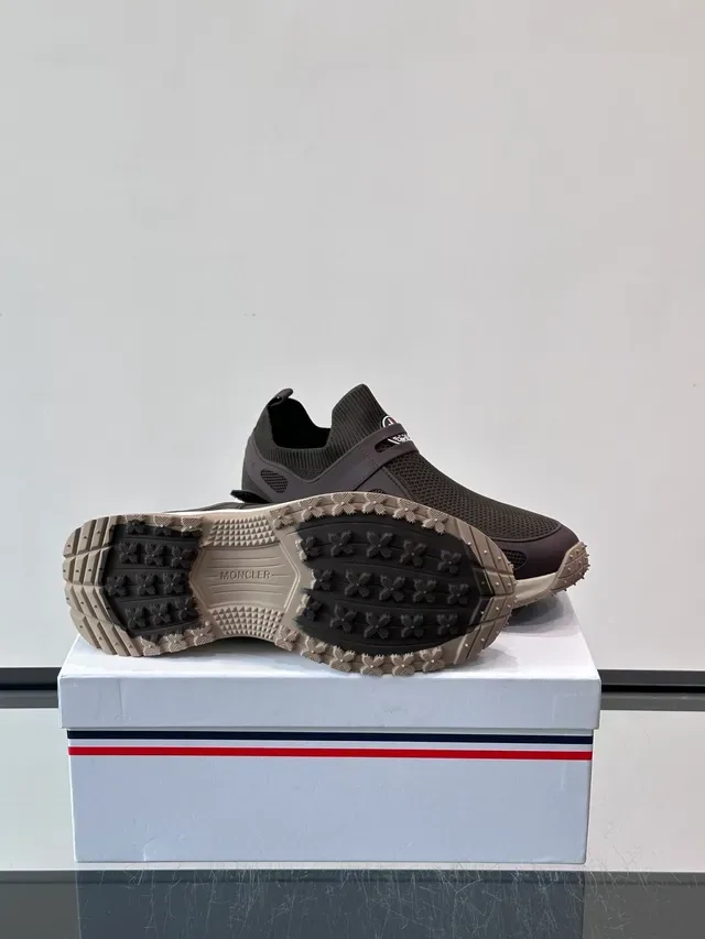 Moncler Brown Beige Slip-On Mesh Upper Sneakers 2