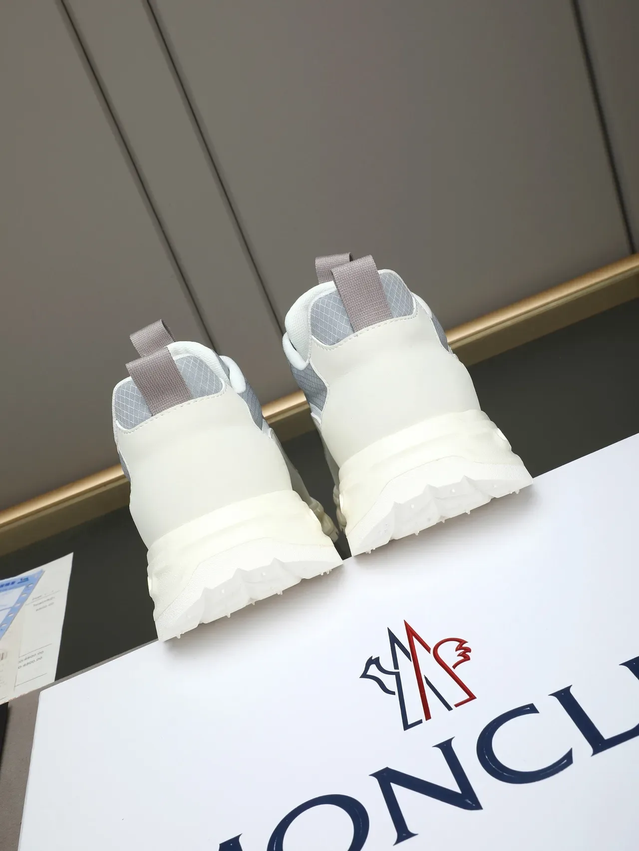 Moncler Gray White Light Mesh Upper Sculpted Sole Sneakers 3