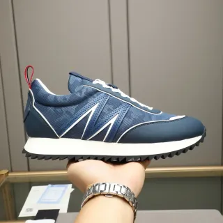 Moncler Lifestyle Sneaker Navy White Zigzag-Stitched M Logo Mesh And Synthetic Upper Lifestyle Sneakers