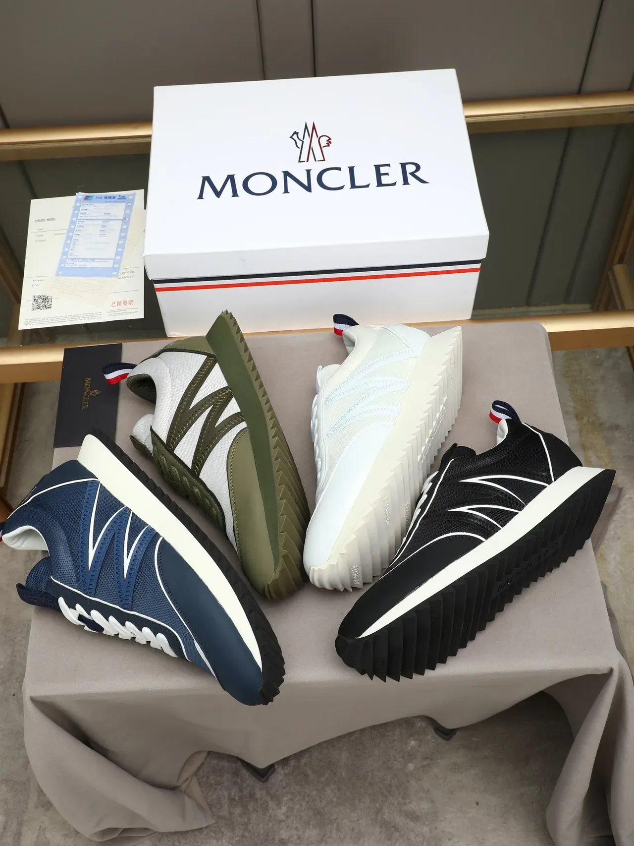 Moncler Lifestyle Sneaker Navy White Zigzag-Stitched M Logo Mesh And Synthetic Upper Lifestyle Sneakers 2