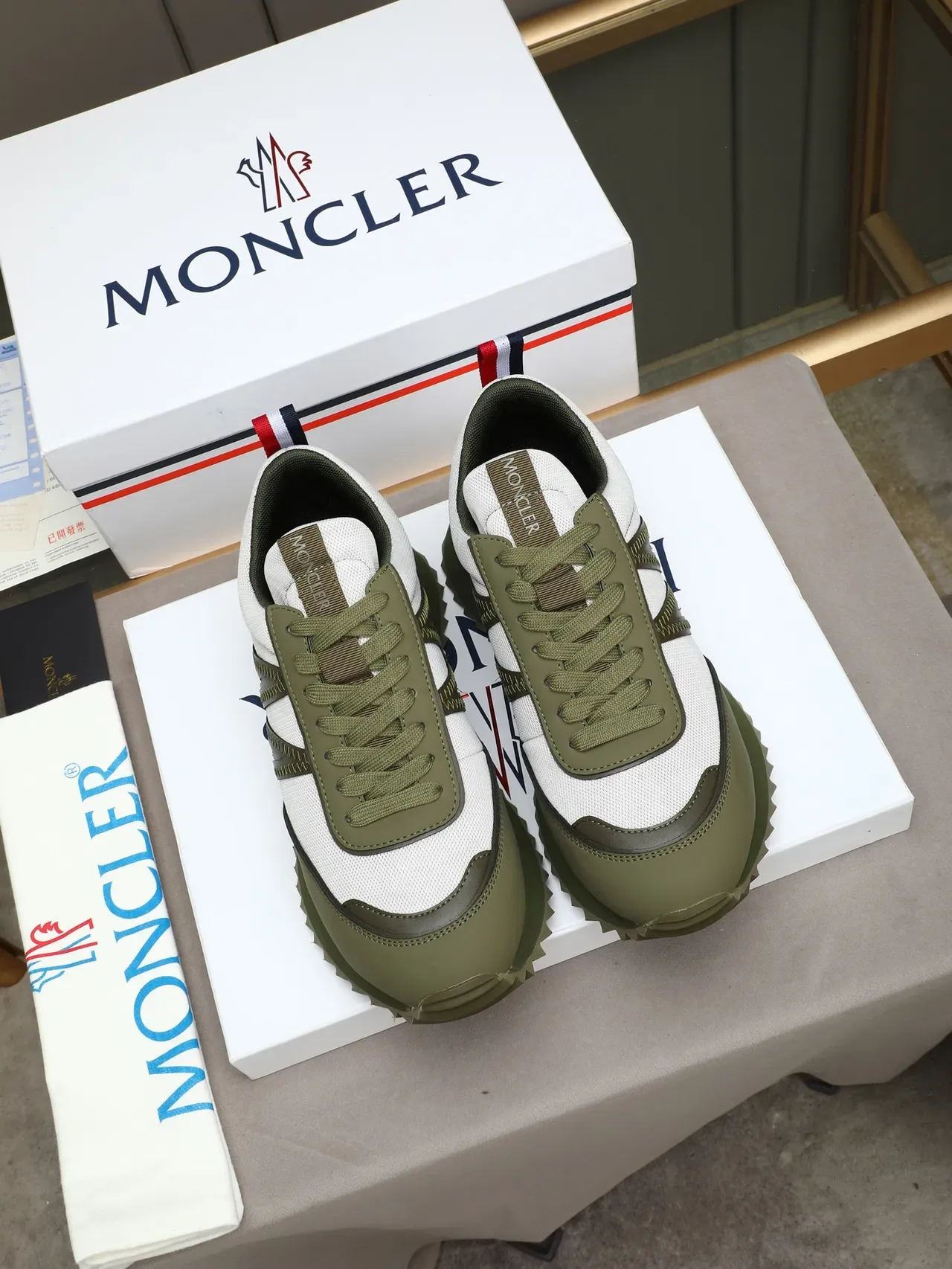 Moncler Olive and White Two-Tone Lifestyle Sneaker 3