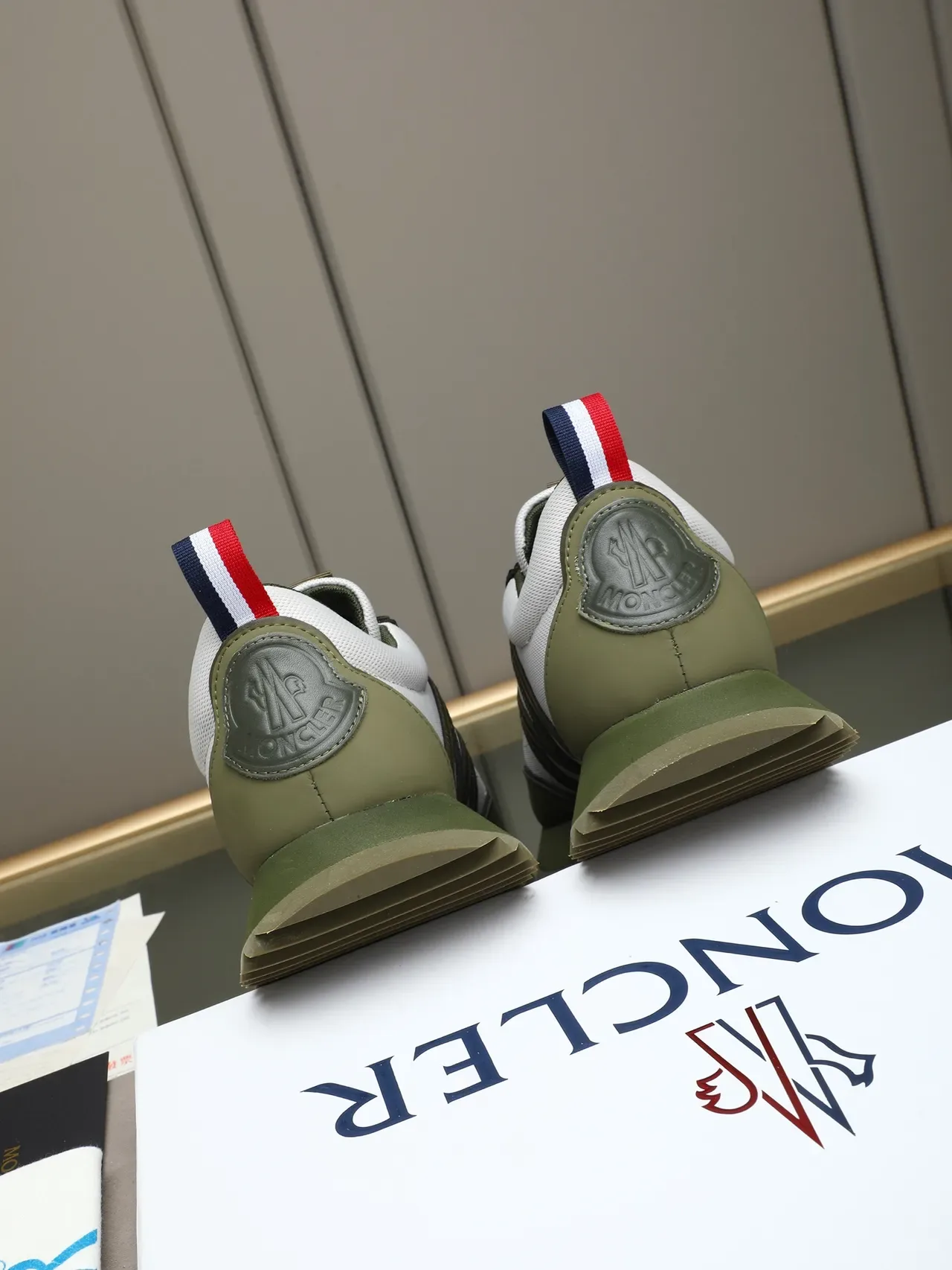 Moncler Olive and White Two-Tone Lifestyle Sneaker 4