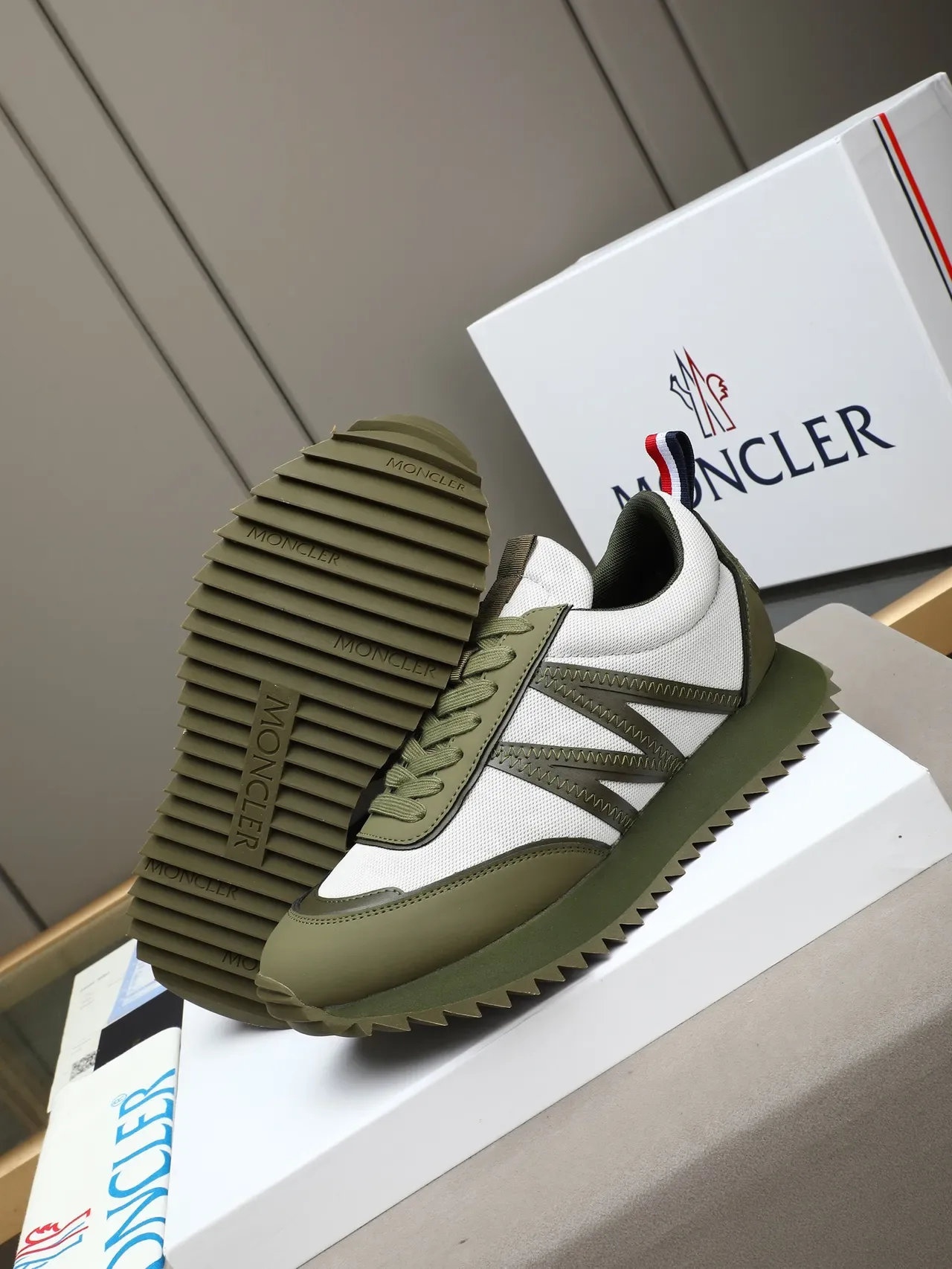 Moncler Olive and White Two-Tone Lifestyle Sneaker 5