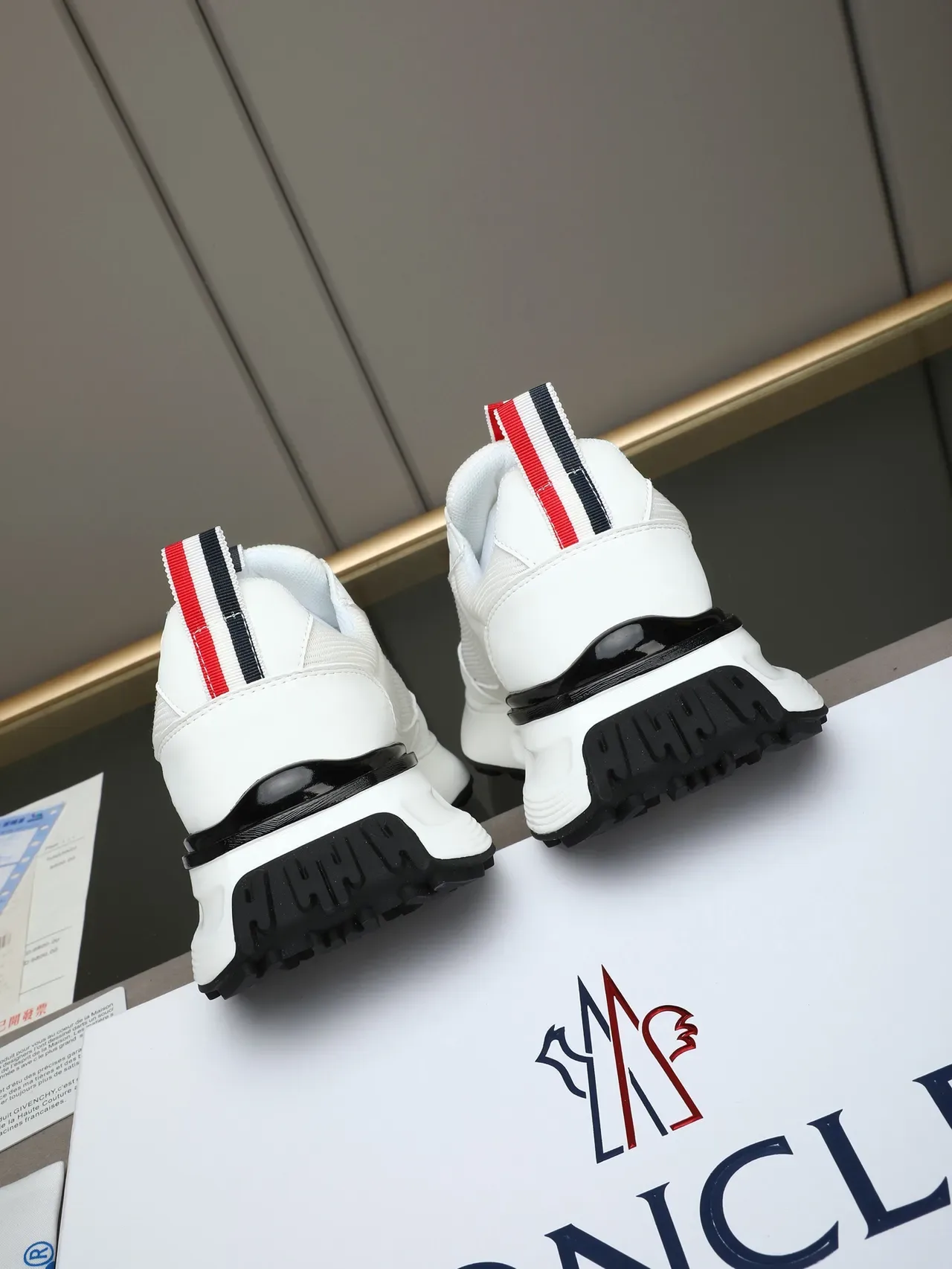 Moncler Runaway White Black Red-White-Blue Trim Chunky Sneakers 3