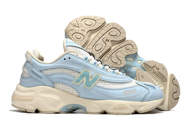 New Balance 1000 أحذية رياضية سميكة بلون أزرق فاتح وكريمي 4