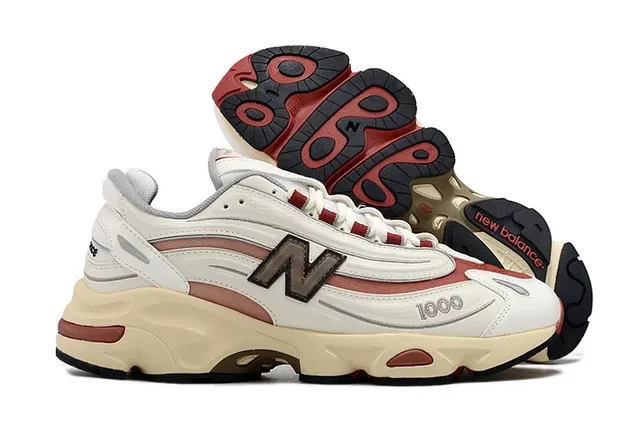 New Balance 1000 Sneakers Chunky Off-White et Rouge 4