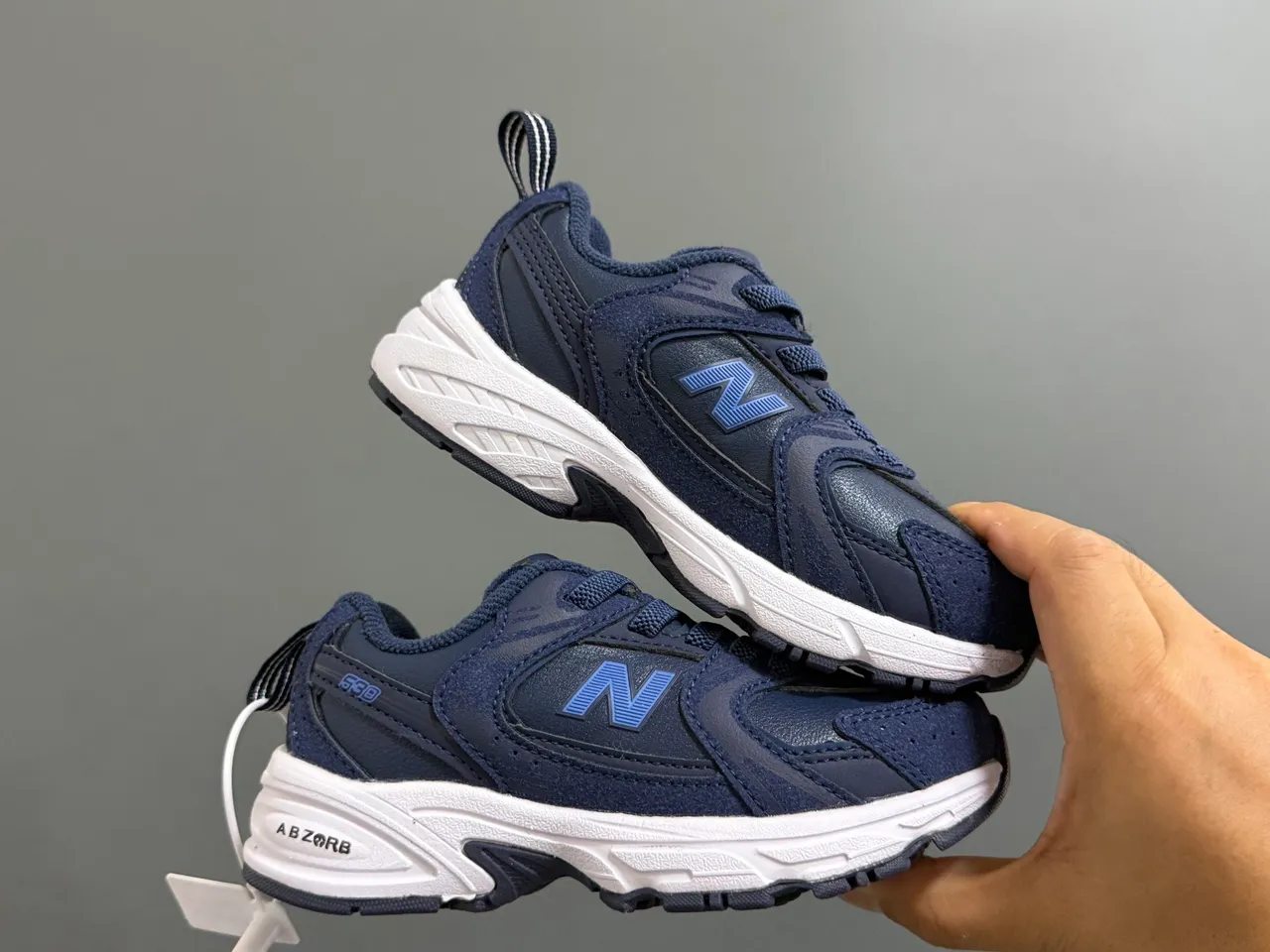 New Balance 9060 Gray Navy Midsole Multi-Panel Upper Chunky Sneakers 11