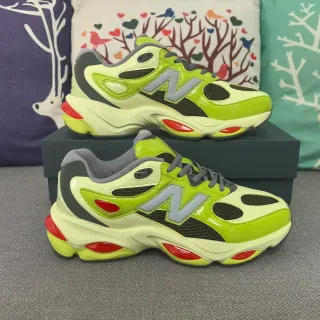 New Balance 9060 Vert Lime Gris Rouge Sneakers Chunky