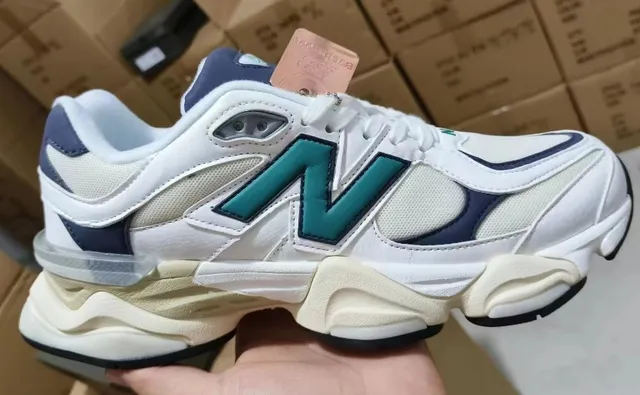 New Balance 9060 Branco Turquesa Marinho Tênis Chunky 2