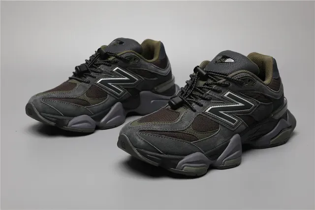 New Balance Preto Verde Exército Chunky Sculpted Midsole Malha e Couro de Camurça Superior Tênis Lifestyle 5