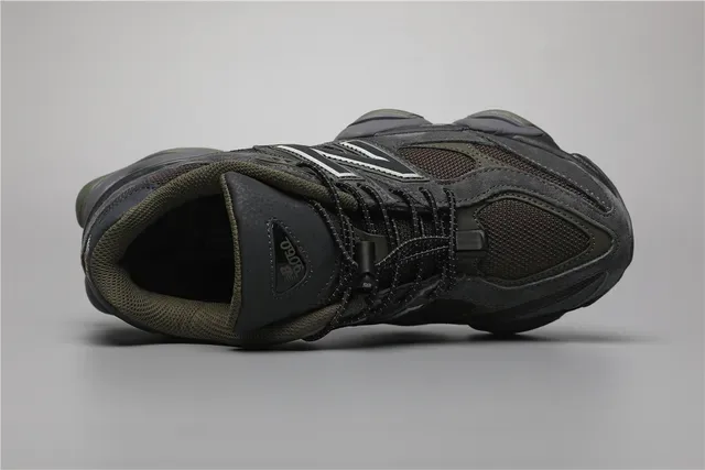 New Balance Preto Verde Exército Chunky Sculpted Midsole Malha e Couro de Camurça Superior Tênis Lifestyle 7