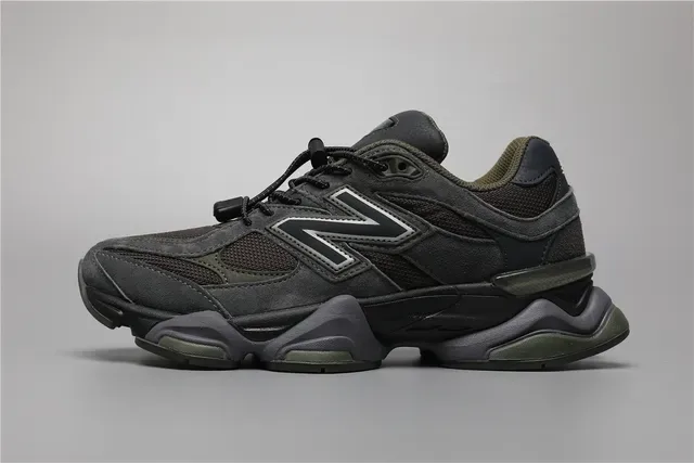 New Balance Preto Verde Exército Chunky Sculpted Midsole Malha e Couro de Camurça Superior Tênis Lifestyle 9