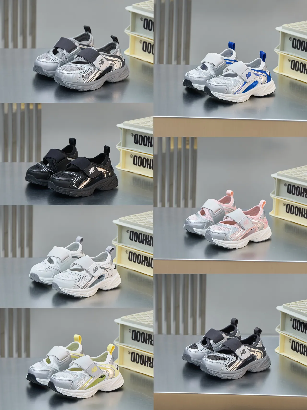 New Balance Silver Black Midsole Velcro Strap Closure Chunky Sneakers 2