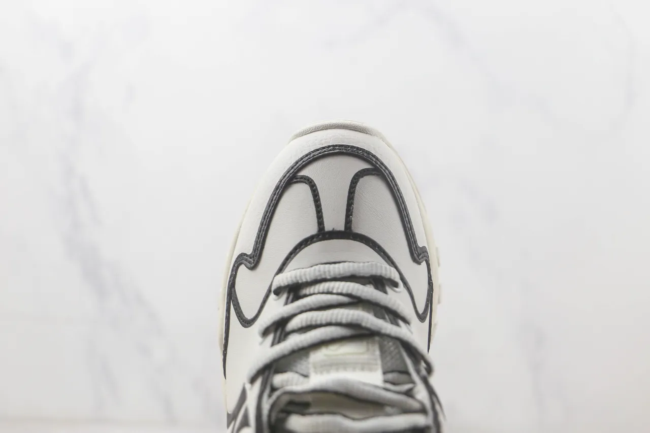 New Era Chaussures Blanches Noires Avec Tige En Cuir Imité NY Logo Sneakers à Semelle Épaisse 6